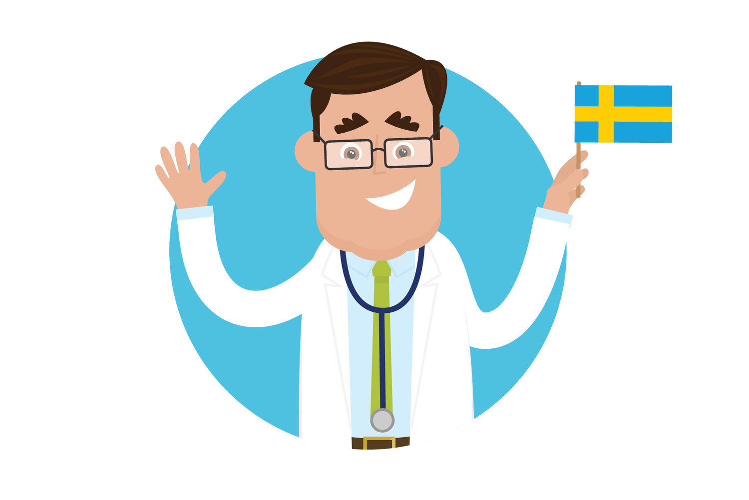 Icon Doktor mit Schwedenfahne 